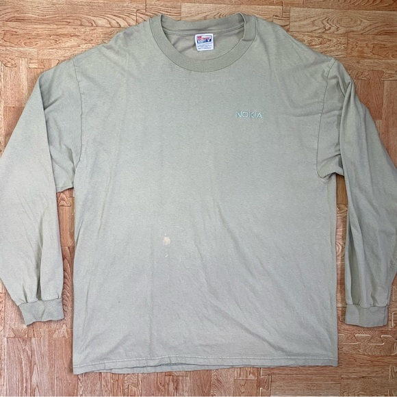 Vintage Nokia Shirt Men’s XL Long Sleeve Embroidered Hanes Beefy-T 90s Promo Tee - Picture 3 of 10